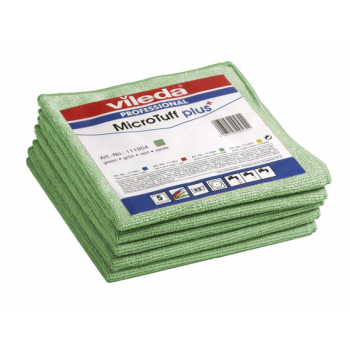 Lavette microfibre Microtuff plus vert vileda 38 x 38 cm - Paquet de 5