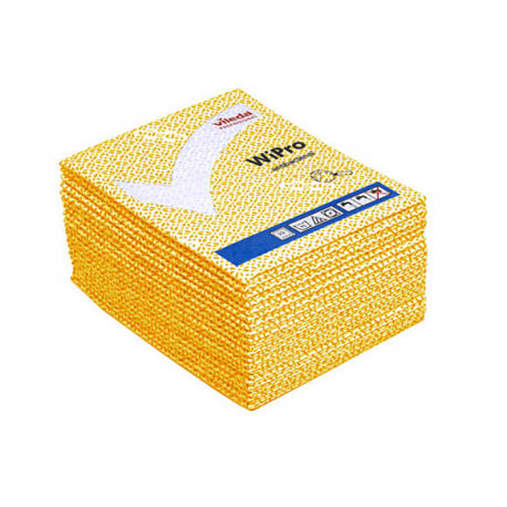 Lavettes non-tissees anti-bacterie wipro jaune 36 x 42 cm - paquet de 20