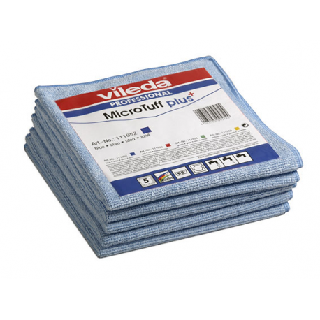 Lavette microfibre Microtuff plus vileda bleu 38 x 38 cm - Paquet de 5