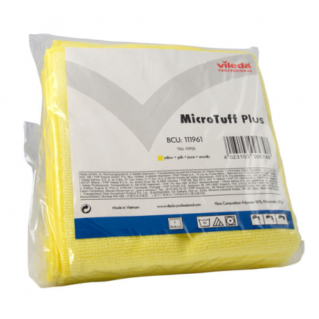 Lavette microfibre Microtuff plus jaune vileda 38 x 38 cm - Paquet de 5