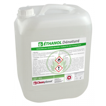 Ethanol denature - combustible pour cheminee decorative - bidon de 10 l