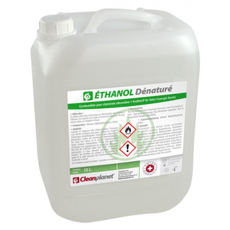 Ethanol dénaturé - Combustible pour cheminée décorative - Bidon de 10 L -  Cleanplanet