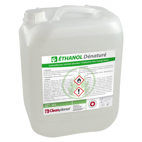 Ethanol dénaturé - Combustible pour cheminée décorative - Bidon de 10 L