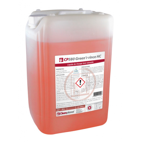 CP580 - Liquide rinçage lave-vaisselle eau dure Ecolabel - Bidon de 20 L