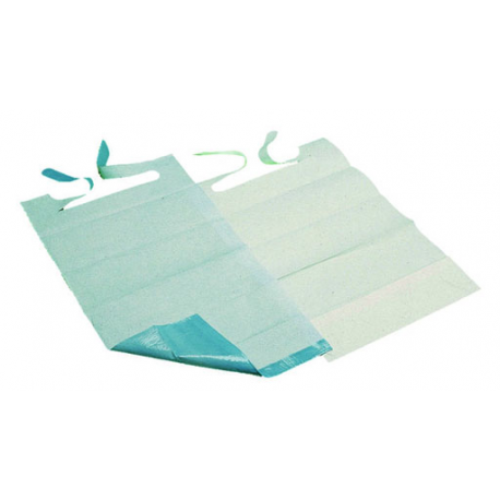 Bavoirs jetables avec liens 2 plis imperméables pour adulte - Carton de 9 x 100