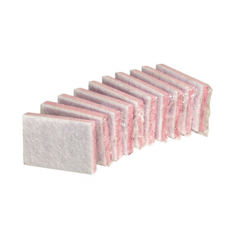 Tampon blanc sur eponge vegetale rose sanitaire 13 x 9 x 2 cm - paquet de 10