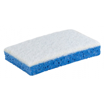 Tampon blanc sur eponge vegetale bleue sanitaire 13 x 9 x 2 cm - paquet de 10