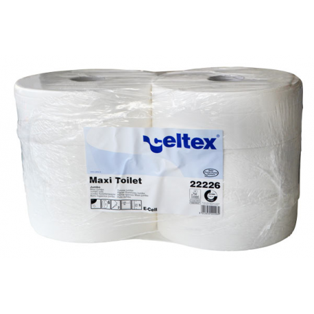 Bobine papier toilette maxi jumbo 100% cellulose Ecolabel blanche 2 plis - Paquet de 6 x 360 m