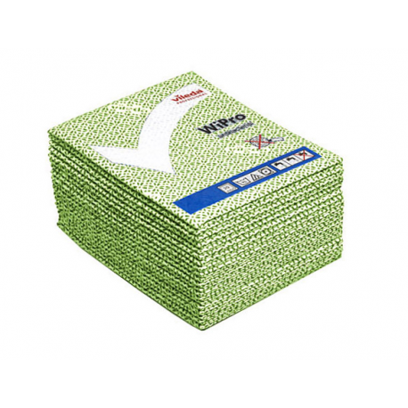 Lavettes non-tissees anti-bacterie wipro vert 36 x 42 cm - paquet de 20