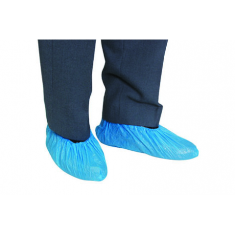 Sur-chaussure jetable en polyéthylène bleu 36 cm 30 My - Carton de 20 x 100