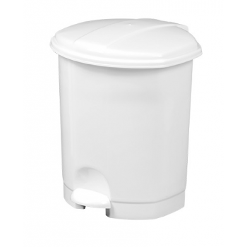 Poubelle plastique à pédale blanche "Prima" avec seau intérieur 5 L - Unité