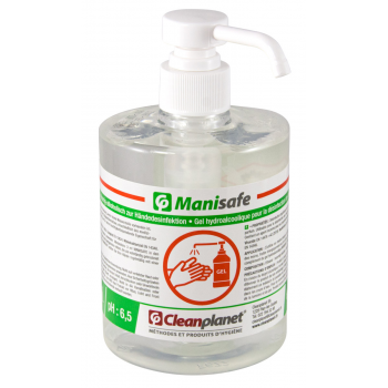 Manisafe - Gel hydroalcoolique pour mains avec pompe - Flacon de 500 ml