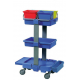Chariot bloc operatoire complet :4 seaux 6 l, 2 tablettes et 1 repose balai