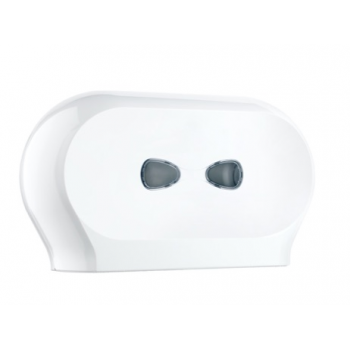 Distributeur de papier toilette plastique blanc 2 rouleaux Mini Jumbo