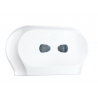 Distributeur de papier toilette plastique blanc 2 rouleaux Mini Jumbo