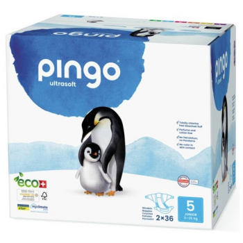 Couches Pingo Eco Suisse JUNIOR T5 12-25 Kg - Carton de 2 x 36 Couches