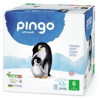 Couches Pingo Eco Suisse XL T6 15-30 Kg - Carton de 2 x 32 Couches