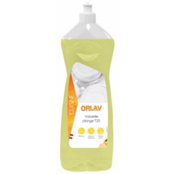 Vaisselle Plonge T35 - Nettoyant dégraissant vaisselle main ORLAV Citron - Carton de 12 x 1 L