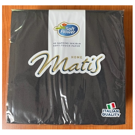 Serviette 1/4 cellulose noire 38 x 38 cm 2 Plis - Carton de 1440