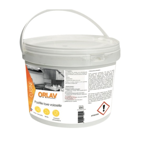 Pastille lave-vaisselle professionnel à l'oxygène actif ORLAV - Seau de 10 kg