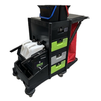 Chariot de lavage complet BRIX avec sacs 70L bleus et rouge + systeme EKOS 2 reservoirs - Unité