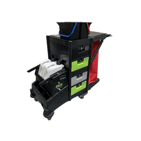 Chariot de lavage complet BRIX avec sacs 70L bleus et rouge + systeme EKOS 2 reservoirs - Unité