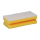 Eponge synthétique jaune avec abrasif blanc 15 x 7 x 4,5 cm - Paquet de 6