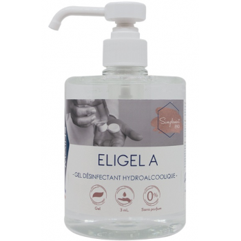 Eligel A - Gel désinfectant hydroalcoolique mains Gamme Simplement sans parfum sans colorant - Carton de 6 x 500 ml
